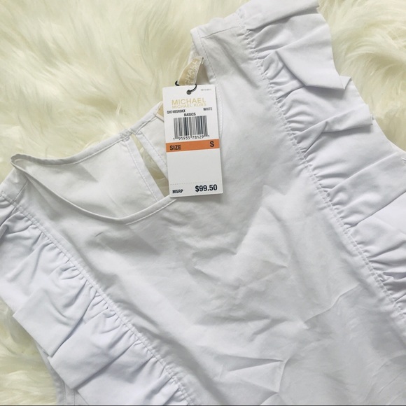 NWT Michael Kors | White Ruffle Tank - Picture 2 of 4